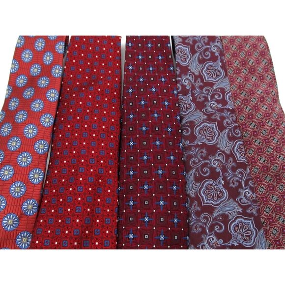 Lot of 5 Jos A Bank Signature Collection Mens Neckties Red 100% Silk Designer - Picture 12 of 14
